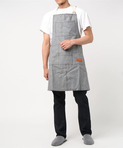 DULTON(ダルトン)の「''MW'' WORK APRON/"MW" ワーク エプロン(エプロン・レディース・インディゴブルー/ストライプ/ライトインディゴブルー/ナチュラル/カーキ・FREE)」の7枚目の写真