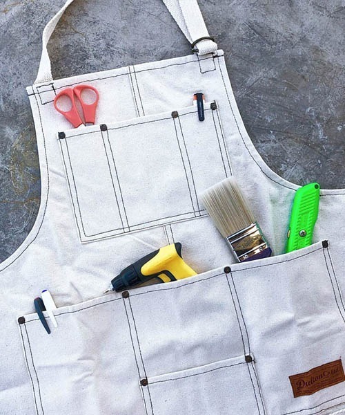 DULTON(ダルトン)の「''MW'' WORK APRON/"MW" ワーク エプロン(エプロン・レディース・インディゴブルー/ストライプ/ライトインディゴブルー/ナチュラル/カーキ・FREE)」の11枚目の写真