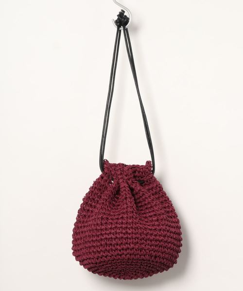 natural couture（ナチュラルクチュール）の「雑材巾着バッグ（ショルダーバッグ・レディース・サックスブルー/ピンク/ナチュラル・FREE）」の3枚目の写真