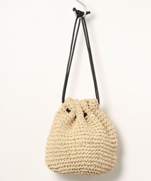 natural couture（ナチュラルクチュール）の「雑材巾着バッグ（ショルダーバッグ・レディース・サックスブルー/ピンク/ナチュラル・FREE）」の5枚目の写真