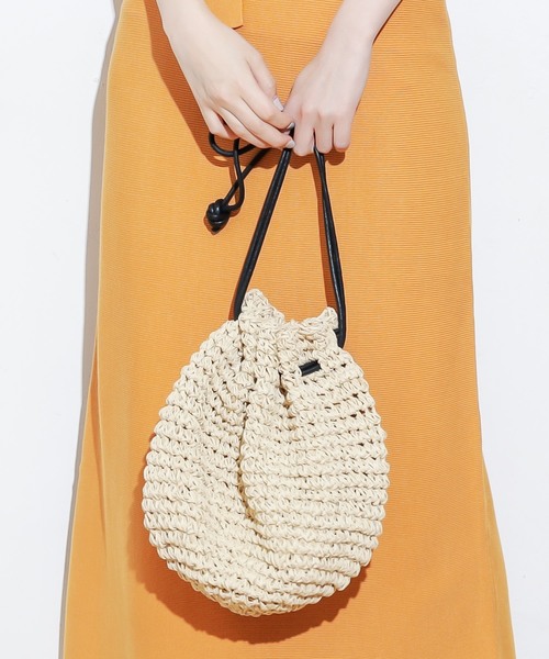 natural couture（ナチュラルクチュール）の「雑材巾着バッグ（ショルダーバッグ・レディース・サックスブルー/ピンク/ナチュラル・FREE）」の2枚目の写真