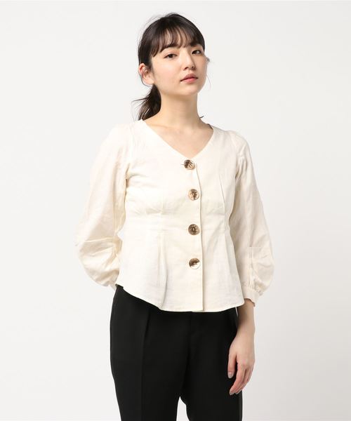 SESTO（セスト）の「パフスリーブメタル釦ブラウス（シャツ/ブラウス・レディース・カーキ/ベージュ/ブラック/ホワイト・M）」の8枚目の写真