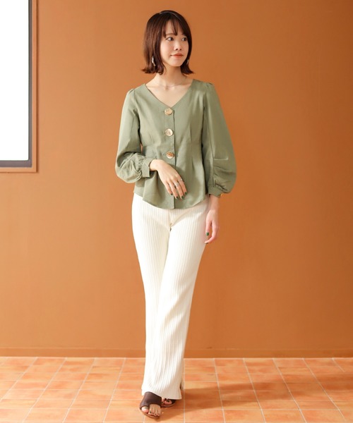 SESTO（セスト）の「パフスリーブメタル釦ブラウス（シャツ/ブラウス・レディース・カーキ/ベージュ/ブラック/ホワイト・M）」の12枚目の写真