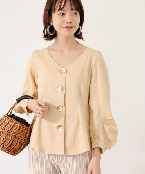 SESTO（セスト）の「パフスリーブメタル釦ブラウス（シャツ/ブラウス・レディース・カーキ/ベージュ/ブラック/ホワイト・M）」の17枚目の写真