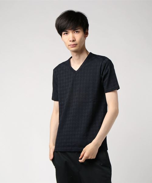 GRAND GLOBAL（グランドグローバル）の「日本製リンクスジャガードV（Tシャツ/カットソー・メンズ・ホワイト/ネイビー/グレー・40/38）」の15枚目の写真