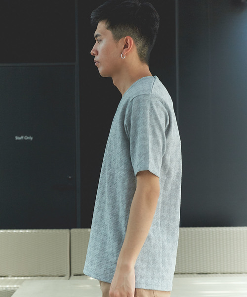 GRAND GLOBAL（グランドグローバル）の「日本製リンクスジャガードV（Tシャツ/カットソー・メンズ・ホワイト/ネイビー/グレー・40/38）」の13枚目の写真