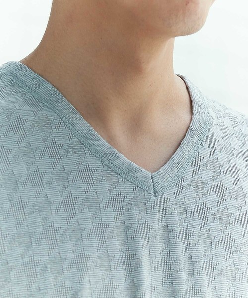 GRAND GLOBAL（グランドグローバル）の「日本製リンクスジャガードV（Tシャツ/カットソー・メンズ・ホワイト/ネイビー/グレー・40/38）」の11枚目の写真