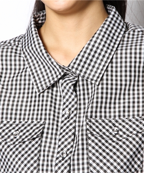 WEGO（ウィゴー）の「WEGO/ギンガムチェック肩フリルブラウス（シャツ/ブラウス・レディース・レッド/ブラック/ブルー/ブルー系その他・FREE）」の11枚目の写真