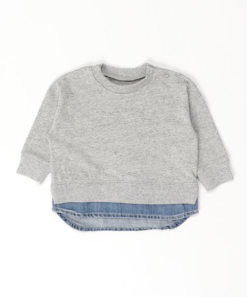Ocean&Ground(オーシャン&グラウンド)の「DENIM LAYERED T(80〜140cm)(Tシャツ/カットソー)」|グレー