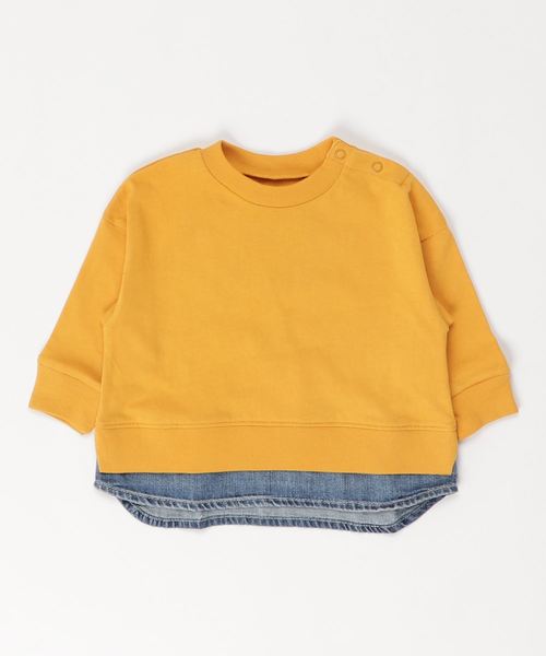 Ocean&Ground(オーシャン&グラウンド)の「DENIM LAYERED T(80〜140cm)(Tシャツ/カットソー)」|イエロー