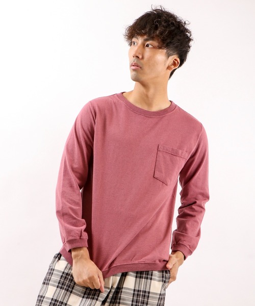 Goodwear(Since1983)(グッドウェア)の「Goodwear(Since1983) リブ袖 クルーネック ラグランスリーブ ポケットTシャツ(Tシャツ/カットソー・メンズ・グレー/ゴールド/ピンク系その他・M)」の2枚目の写真