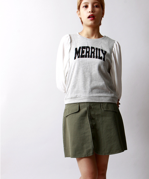 WEGO（ウィゴー）の「WEGO/前ボタンボックスミニスカート（スカート・レディース・ライトブラウン/カーキ/ネイビー/その他1・FREE）」の2枚目の写真