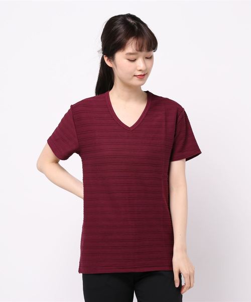 NO WAY(ノーウェイ)の「/タックジャガードVネックTシャツ/(Tシャツ/カットソー・レディース・ホワイト/ブラック/ネイビー/ワインレッド・LARGE/X-LARGE/MEDIUM)」の21枚目の写真