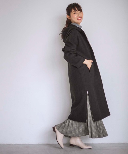 GeeRA(ジーラ)の「サイドジップフーディコート(その他アウター・レディース・ブラック/ベージュ・MEDIUM/LARGE/X-LARGE)」の6枚目の写真