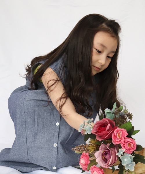 MAKE YOUR DAY(メイクユアデイ)の「ノースリーブシャツワンピース■80~140cm(シャツワンピース・キッズ・ベージュ/ネイビー・90/100/110/120/130/140/80)」の5枚目の写真