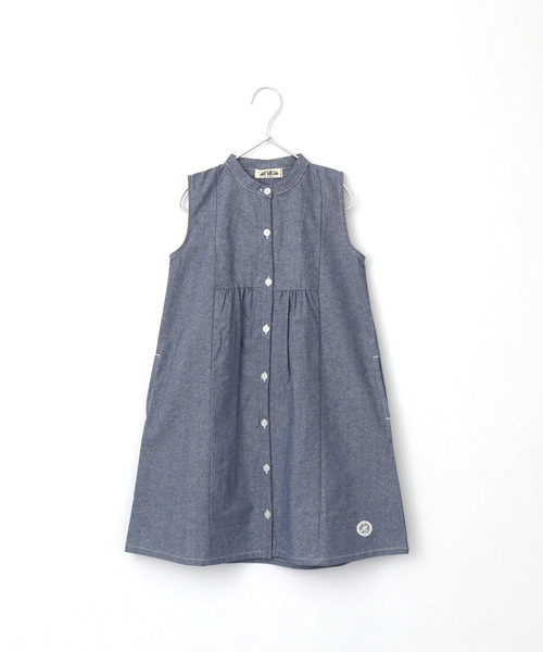 MAKE YOUR DAY(メイクユアデイ)の「ノースリーブシャツワンピース■80~140cm(シャツワンピース・キッズ・ベージュ/ネイビー・90/100/110/120/130/140/80)」の6枚目の写真