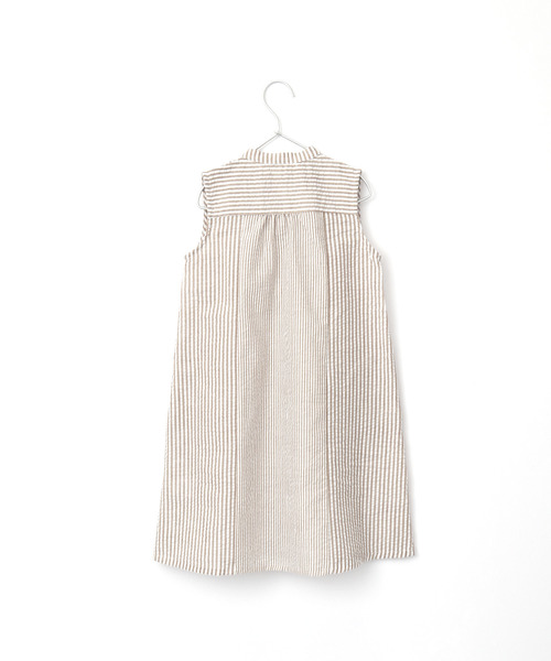 MAKE YOUR DAY(メイクユアデイ)の「ノースリーブシャツワンピース■80~140cm(シャツワンピース・キッズ・ベージュ/ネイビー・90/100/110/120/130/140/80)」の7枚目の写真