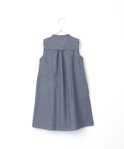 MAKE YOUR DAY(メイクユアデイ)の「ノースリーブシャツワンピース■80~140cm(シャツワンピース・キッズ・ベージュ/ネイビー・90/100/110/120/130/140/80)」の8枚目の写真