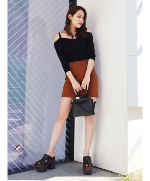 EMODA（エモダ）の「カットラインタイトスカート（スカート・レディース・ブラック/ミント/キャメル・SMALL/MEDIUM）」の7枚目の写真