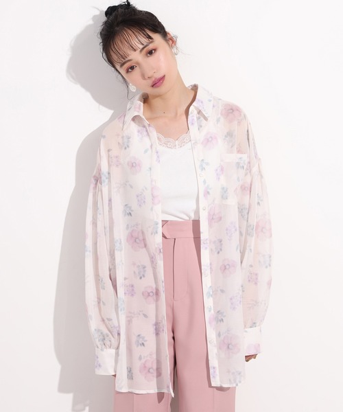 one after another NICE CLAUP（ワンアフターアナザーナイスクラップ）の「オリジナルフラワープリントシャツ（シャツ/ブラウス・レディース・ピンク/ブルー・FREE）」の3枚目の写真