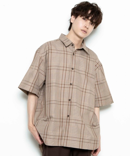 WEGO（ウィゴー）の「WEGO/【セットアップ対応商品】TRクラシックチェック5分袖シャツ（シャツ/ブラウス・メンズ・グレー系その他2/ブラウン系その他2/ベージュ系その他2・MEDIUM/LARGE）」の2枚目の写真