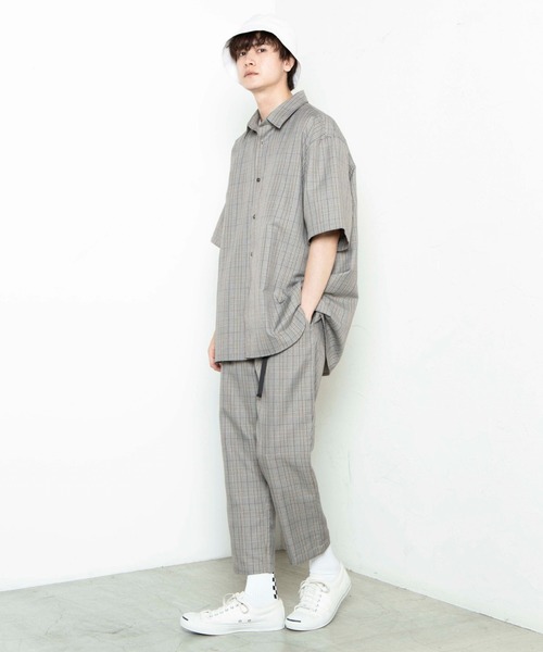 WEGO（ウィゴー）の「WEGO/【セットアップ対応商品】TRクラシックチェック5分袖シャツ（シャツ/ブラウス・メンズ・グレー系その他2/ブラウン系その他2/ベージュ系その他2・MEDIUM/LARGE）」の19枚目の写真