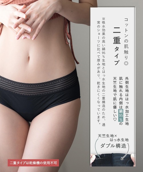 comfits(コンフィッツ)の「吸水ショーツ comfits regular(ショーツ・レディース・ブラック/クリアブラック/ライトブラック・LL/3L/S/M/L/XS)」の16枚目の写真