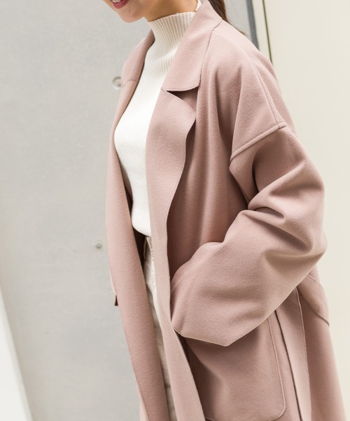 SpRay(スプレイ)の「Wフェイスベルト付きサイドスリットコート(ダウンジャケット/コート・レディース・グリーン/アイボリー/モカ/ライトベージュ/ブルー/ブラック・FREE)」の5枚目の写真