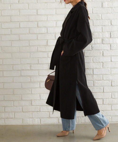 SpRay(スプレイ)の「Wフェイスベルト付きサイドスリットコート(ダウンジャケット/コート・レディース・グリーン/アイボリー/モカ/ライトベージュ/ブルー/ブラック・FREE)」の3枚目の写真