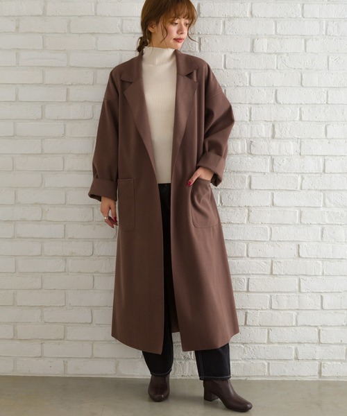 SpRay(スプレイ)の「Wフェイスベルト付きサイドスリットコート(ダウンジャケット/コート・レディース・グリーン/アイボリー/モカ/ライトベージュ/ブルー/ブラック・FREE)」の8枚目の写真