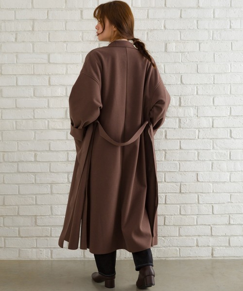 SpRay(スプレイ)の「Wフェイスベルト付きサイドスリットコート(ダウンジャケット/コート・レディース・グリーン/アイボリー/モカ/ライトベージュ/ブルー/ブラック・FREE)」の9枚目の写真