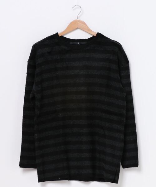 NO ID.(ノーアイディ)の「【NO ID.】Bicule Lamb Pile Border Big Pullover / ビキューレ ラム パイル ボーダー ビッグ プルオーバー(ニット/セーター・メンズ・ホワイト×ネイビー/レッド系その他/グレー系その他/ホワイト×ブラック・ONE SIZE)」の3枚目の写真
