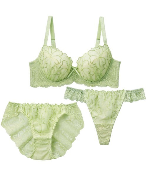 総レースブラ3点セット ワイヤー入りブラジャー+ショーツ+Tバック