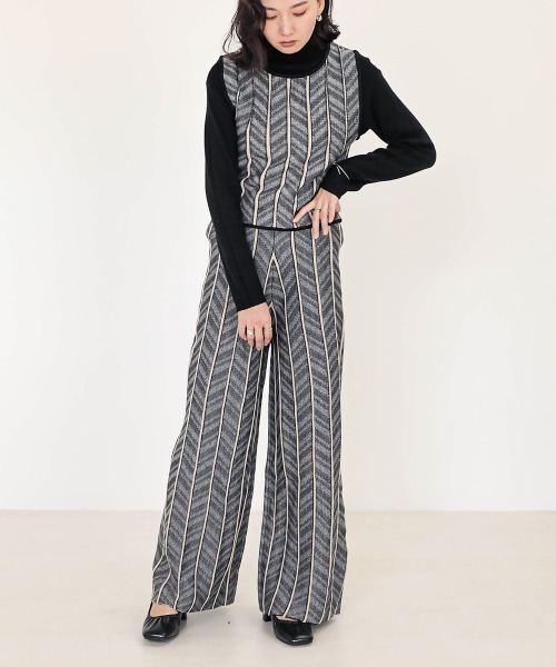 Bab（バブ）の「【WEB限定】ヘリンボーンジャガードニットパンツ（その他パンツ・レディース・ブラック/ベージュ/モカ・FREE）」の12枚目の写真