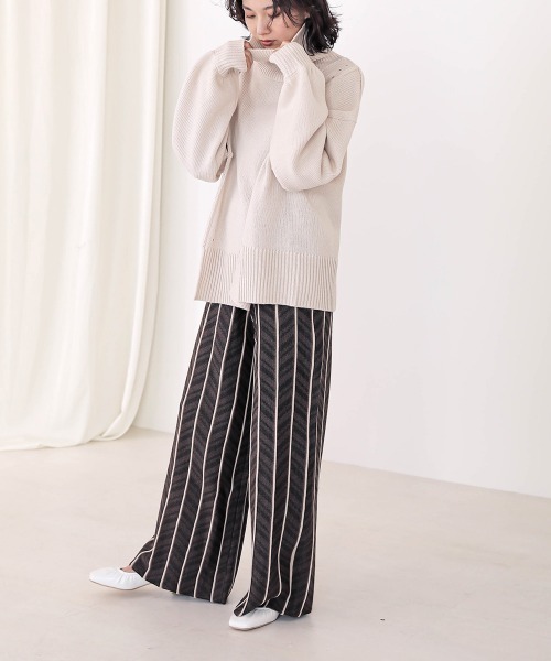 Bab（バブ）の「【WEB限定】ヘリンボーンジャガードニットパンツ（その他パンツ・レディース・ブラック/ベージュ/モカ・FREE）」の17枚目の写真