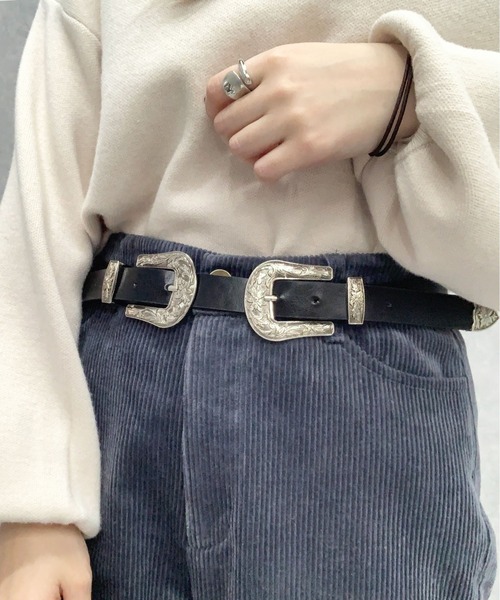 PairPair（ペアペア）の「ダブルバックルベルト（ベルト・レディース・ブラック/ブラウン/クリア/ブラック系その他・FREE）」の2枚目の写真