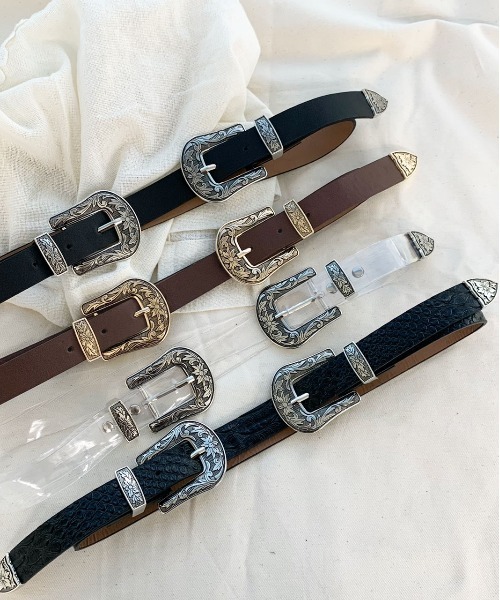 PairPair（ペアペア）の「ダブルバックルベルト（ベルト・レディース・ブラック/ブラウン/クリア/ブラック系その他・FREE）」の5枚目の写真