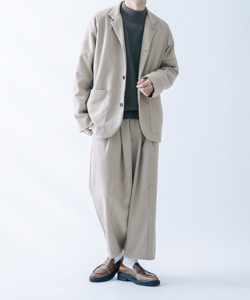 【epnok完売品】セットアップ：パイピングカーデ×スウェードライクワイドパンツ epnok完売品】セットアップ：パイピングカーデ×スウェードライク