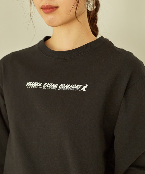 KANGOL EXTRA COMFORT(カンゴールエクストラコンフォート)の「ベーシックロゴ ロングTシャツ(Tシャツ/カットソー・レディース・杢グレー/アイボリー/ブラック/オレンジ/サックスブルー/ダークブラウン・LL/M/L)」の10枚目の写真