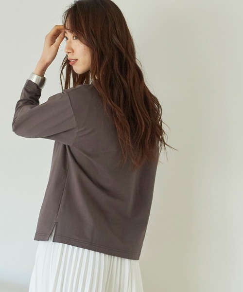 KANGOL EXTRA COMFORT(カンゴールエクストラコンフォート)の「ベーシックロゴ ロングTシャツ(Tシャツ/カットソー・レディース・杢グレー/アイボリー/ブラック/オレンジ/サックスブルー/ダークブラウン・LL/M/L)」の16枚目の写真