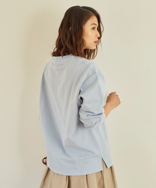 KANGOL EXTRA COMFORT(カンゴールエクストラコンフォート)の「ベーシックロゴ ロングTシャツ(Tシャツ/カットソー・レディース・杢グレー/アイボリー/ブラック/オレンジ/サックスブルー/ダークブラウン・LL/M/L)」の20枚目の写真