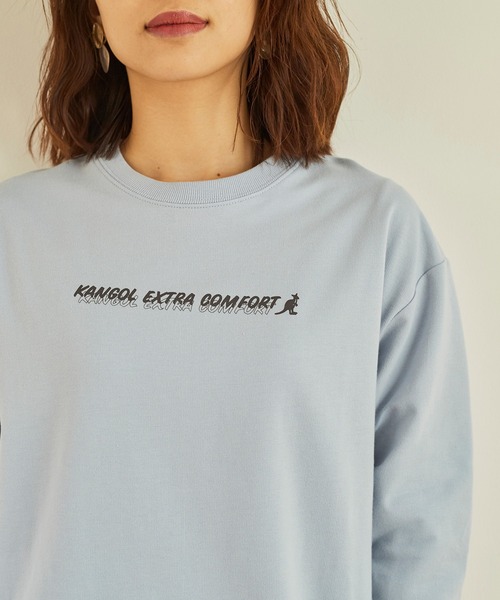 KANGOL EXTRA COMFORT(カンゴールエクストラコンフォート)の「ベーシックロゴ ロングTシャツ(Tシャツ/カットソー・レディース・杢グレー/アイボリー/ブラック/オレンジ/サックスブルー/ダークブラウン・LL/M/L)」の17枚目の写真