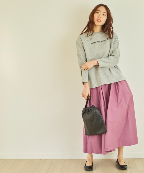 KANGOL EXTRA COMFORT(カンゴールエクストラコンフォート)の「ベーシックロゴ ロングTシャツ(Tシャツ/カットソー・レディース・杢グレー/アイボリー/ブラック/オレンジ/サックスブルー/ダークブラウン・LL/M/L)」の14枚目の写真