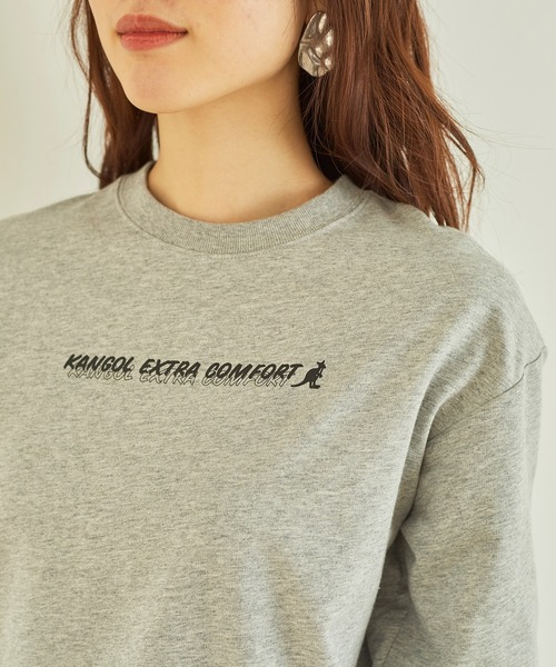KANGOL EXTRA COMFORT(カンゴールエクストラコンフォート)の「ベーシックロゴ ロングTシャツ(Tシャツ/カットソー・レディース・杢グレー/アイボリー/ブラック/オレンジ/サックスブルー/ダークブラウン・LL/M/L)」の12枚目の写真