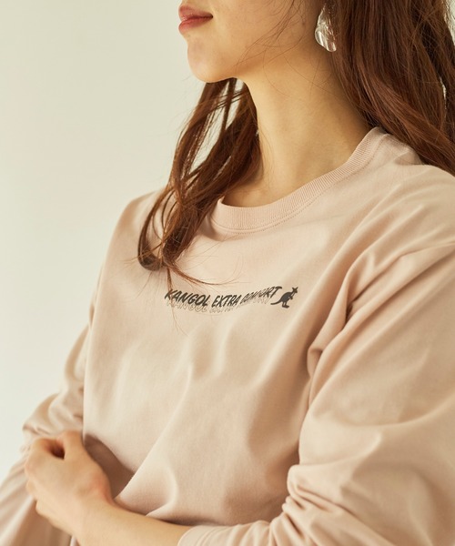 KANGOL EXTRA COMFORT(カンゴールエクストラコンフォート)の「ベーシックロゴ ロングTシャツ(Tシャツ/カットソー・レディース・杢グレー/アイボリー/ブラック/オレンジ/サックスブルー/ダークブラウン・LL/M/L)」の8枚目の写真