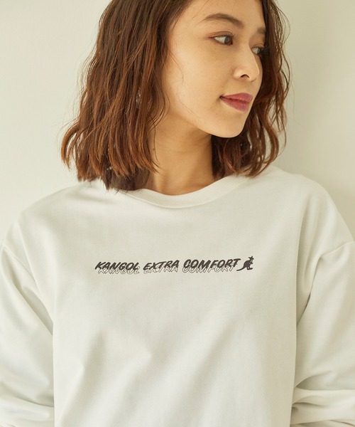 KANGOL EXTRA COMFORT(カンゴールエクストラコンフォート)の「ベーシックロゴ ロングTシャツ(Tシャツ/カットソー・レディース・杢グレー/アイボリー/ブラック/オレンジ/サックスブルー/ダークブラウン・LL/M/L)」の15枚目の写真