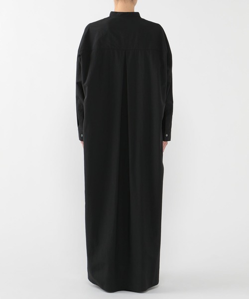 値下げ中　スタンドカラーノースリーブシャツワンピース　ブラック　ハグオーワー N.O.R.C by the line（ノークバイザライン）の「ロングスリーブ