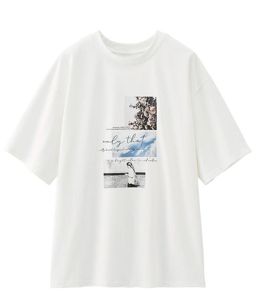 GeeRA(ジーラ)の「フォトプリントチュニックTシャツ(Tシャツ/カットソー・レディース・ホワイト/チャコールグレー/オフホワイト/チャコール・MEDIUM/LARGE/X-LARGE/XX-LARGE)」の2枚目の写真
