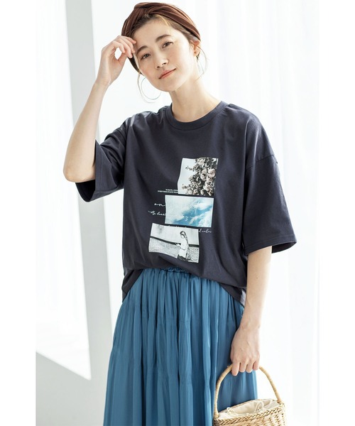 GeeRA(ジーラ)の「フォトプリントチュニックTシャツ(Tシャツ/カットソー・レディース・ホワイト/チャコールグレー/オフホワイト/チャコール・MEDIUM/LARGE/X-LARGE/XX-LARGE)」の10枚目の写真