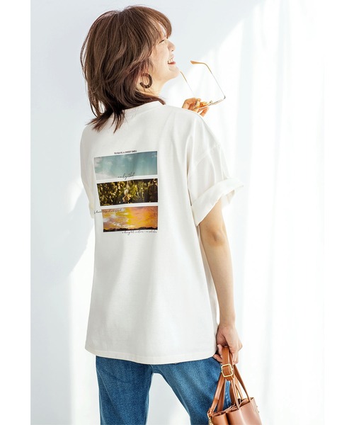 GeeRA(ジーラ)の「フォトプリントチュニックTシャツ(Tシャツ/カットソー・レディース・ホワイト/チャコールグレー/オフホワイト/チャコール・MEDIUM/LARGE/X-LARGE/XX-LARGE)」の9枚目の写真